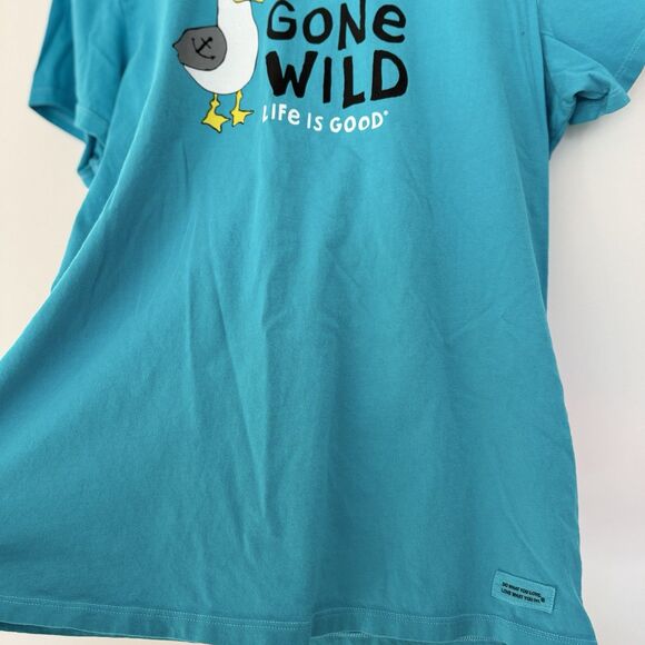 Life Is Good Womens XL Teal Seagulls Gulls Gone Wild Crusher Tee Tshirt Cotton - Picture 4 of 14